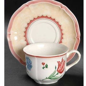 VILLEROY & BOCH Tea Cup &  Saucer Set of 3! Jardin d'Alsace Fleur PERFECT cond.